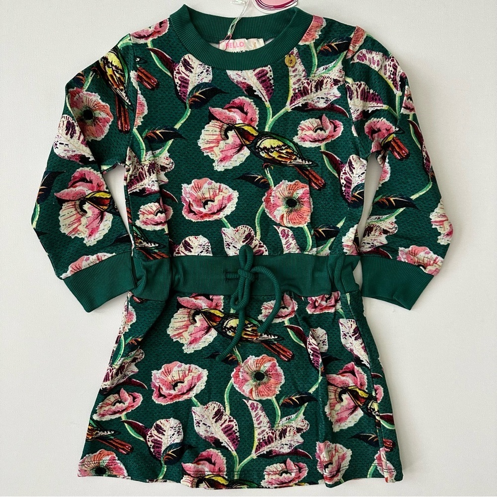 Mim-pi Green Long Sleeve Dress Size 104/4 Y Toddler Girl